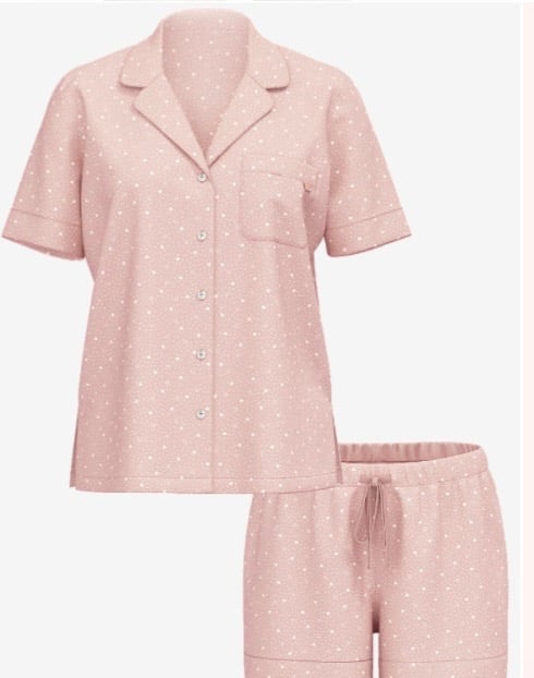 NEW XL VS PINK ZINC SHIMMER MODAL SHORTS PAJAMA SET WITH SILVER HEARTS