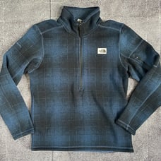 Men's The North Face Gordon Lyons Fleece Lined 1/4 Zip Up Blue Plaid Jacket Sz M