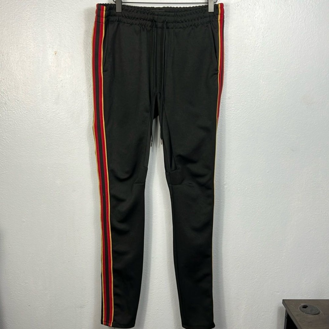 Pacsun Black Side Stripe Elastic Drawstring Waist Unisex Long Track Pants Medium