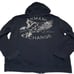 Y2K Armani Exchange Silver Embroidered Eagle On Back Black Zip Up Hoodie Large