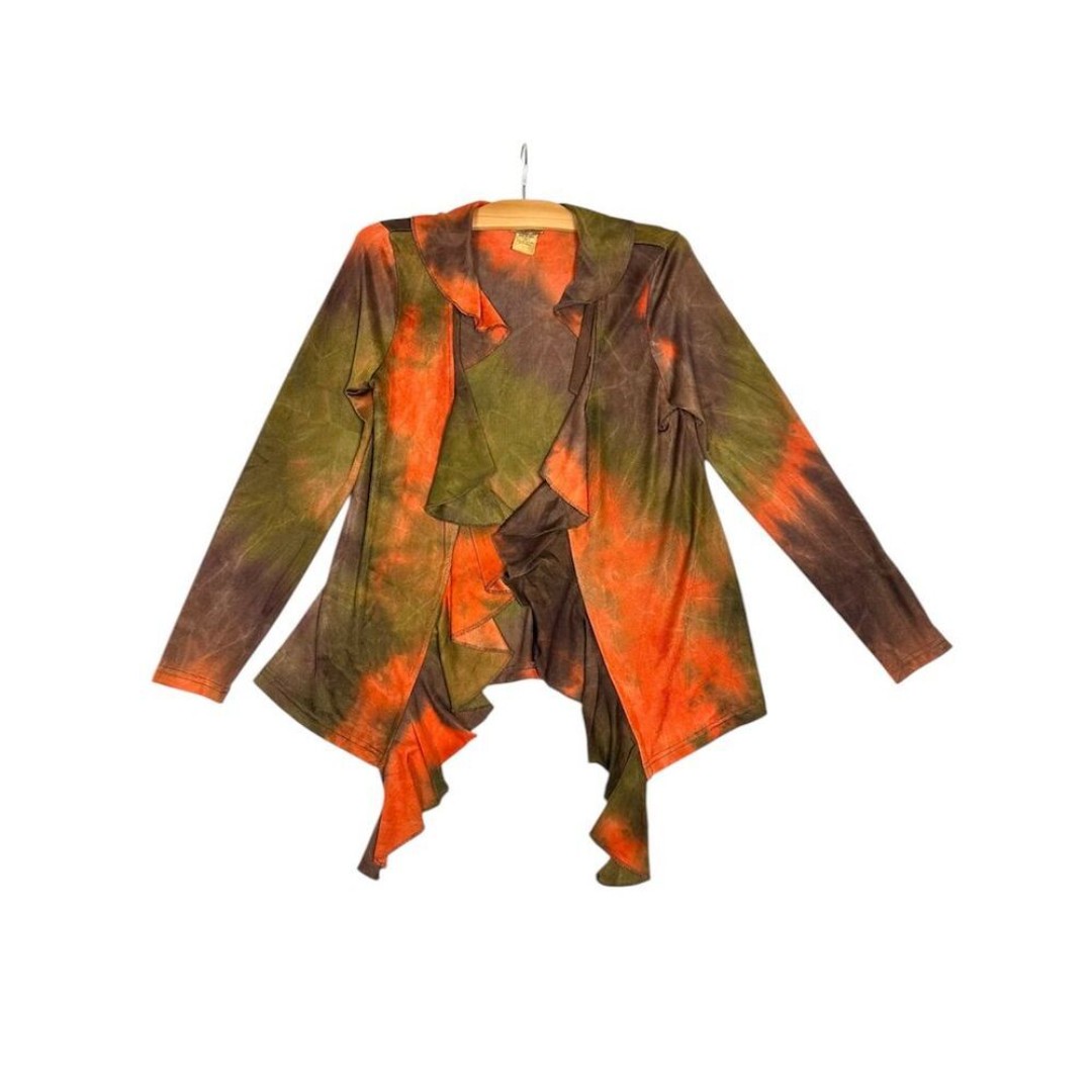 Vintage Midnight Velvet Women's Tie-Dye Cardigan & Tank Set Bohemian Ruffle sz M