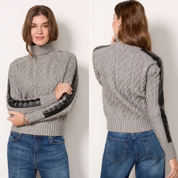NWT Evereve | Harlow Gray Cable Turtleneck Sweater