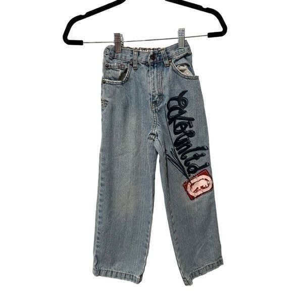 Ecko Unltd. unlimited Old School Wide Leg Printed Logo Jeans Children's Size 5