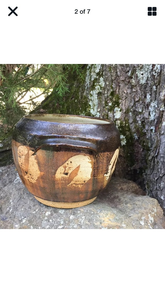 Ralth Brown Pottery Handmade Artisan Bowl planter