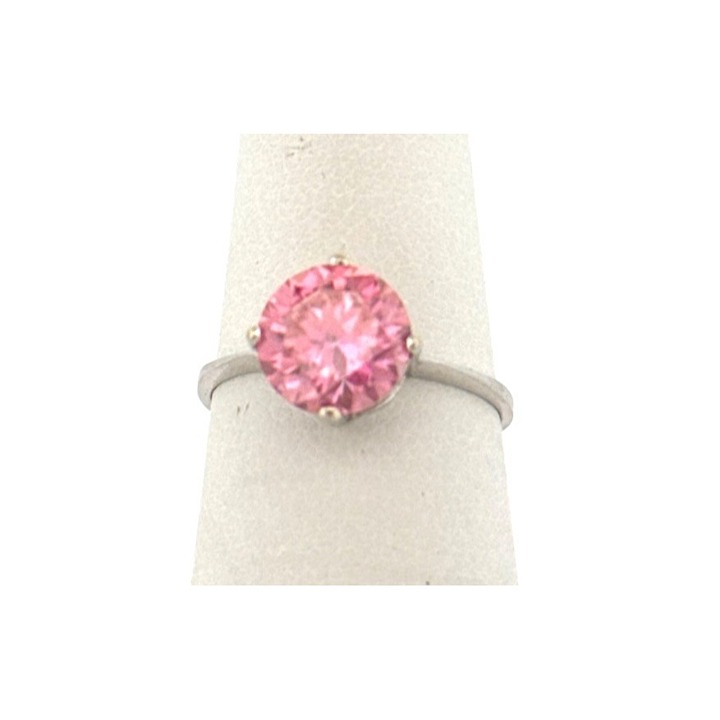 Estate 14k White Gold Ring Pink Gemstone Solitaire, Size 5.75, 1.6g Elegant