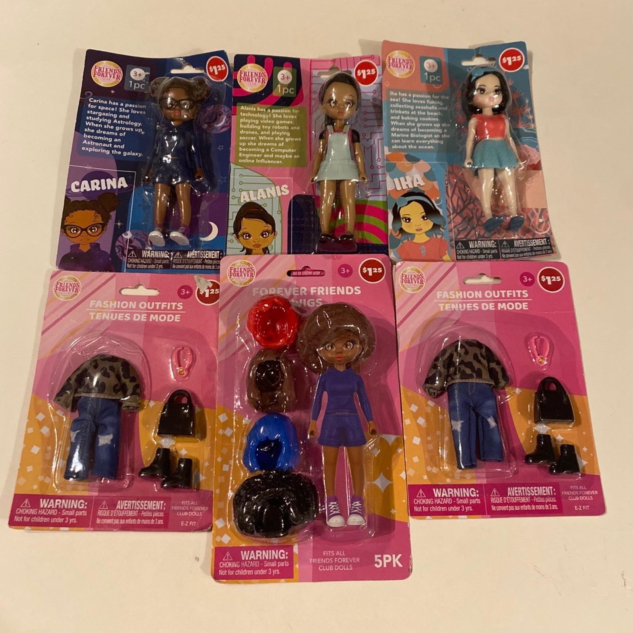 Friends Forever Club Set of Dolls w/Wigs Accessories & Clothes