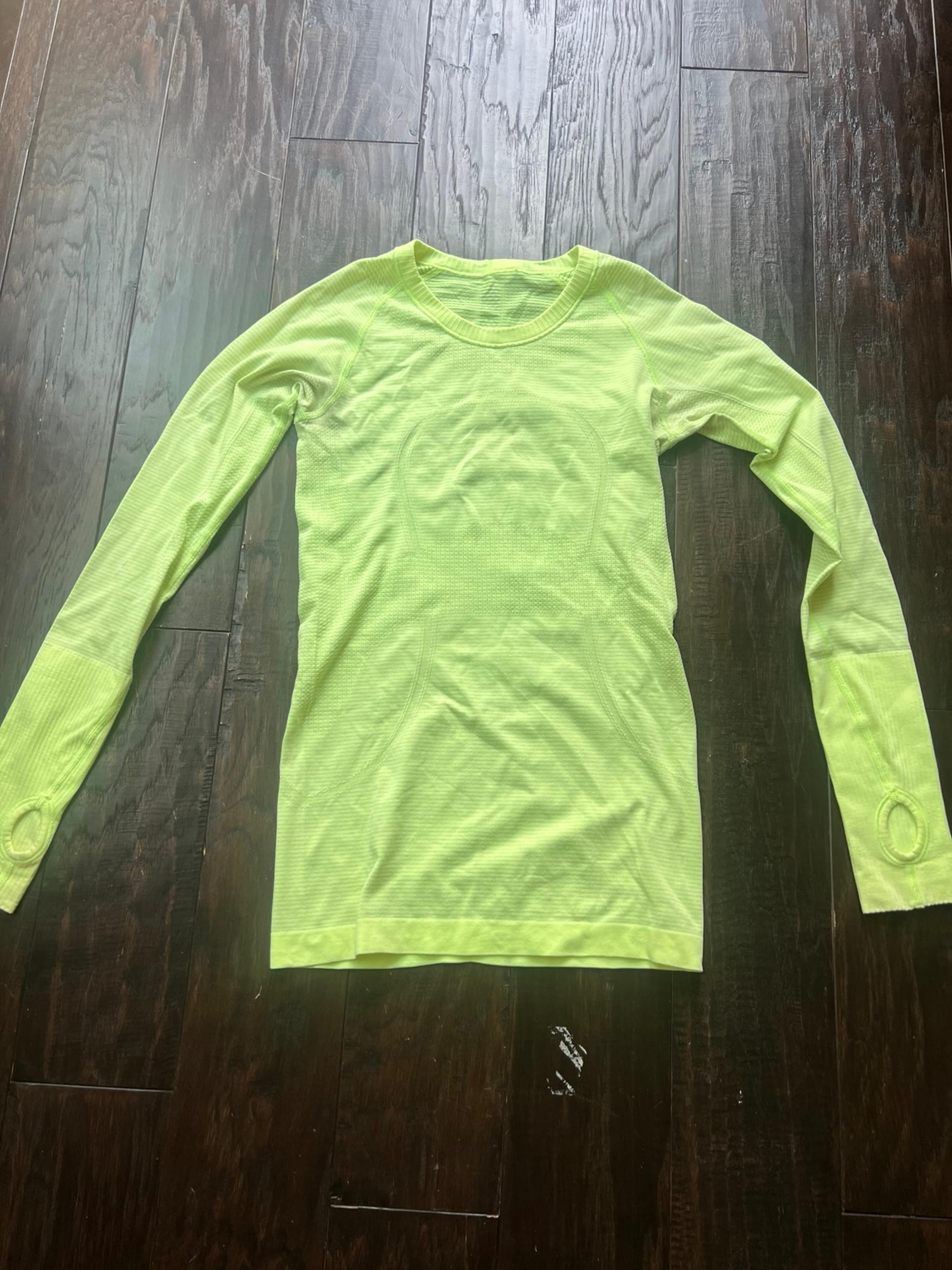 Neon green/yellow lululemon swiftly long sleeve size 4