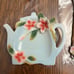Pier 1 hand painted 3D porcelain teapot with accessories