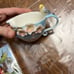 Pier 1 hand painted 3D porcelain teapot with accessories