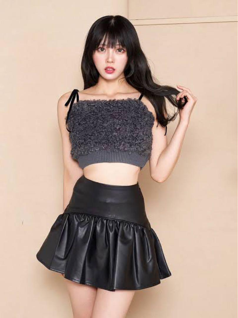 Darich Velvet Ribbon Poodle Fur Cami