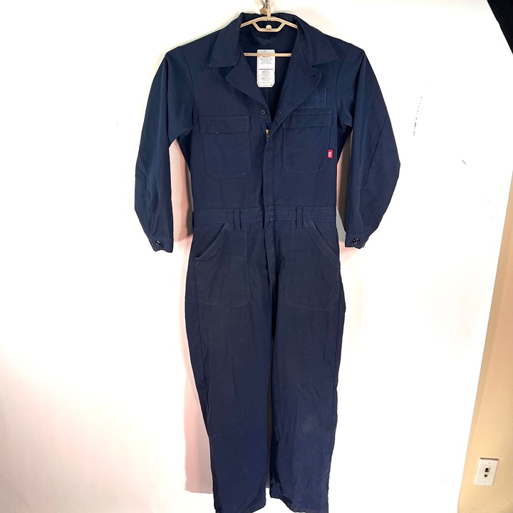 Excell Flame Resistant Utility Navy Coveralls Size 42L Made in USA Work Pants