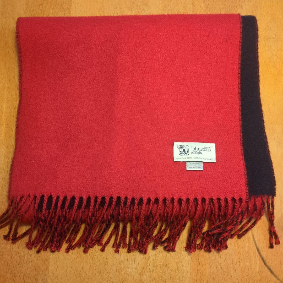 Johnstons Cashmere Scarf Red Navy