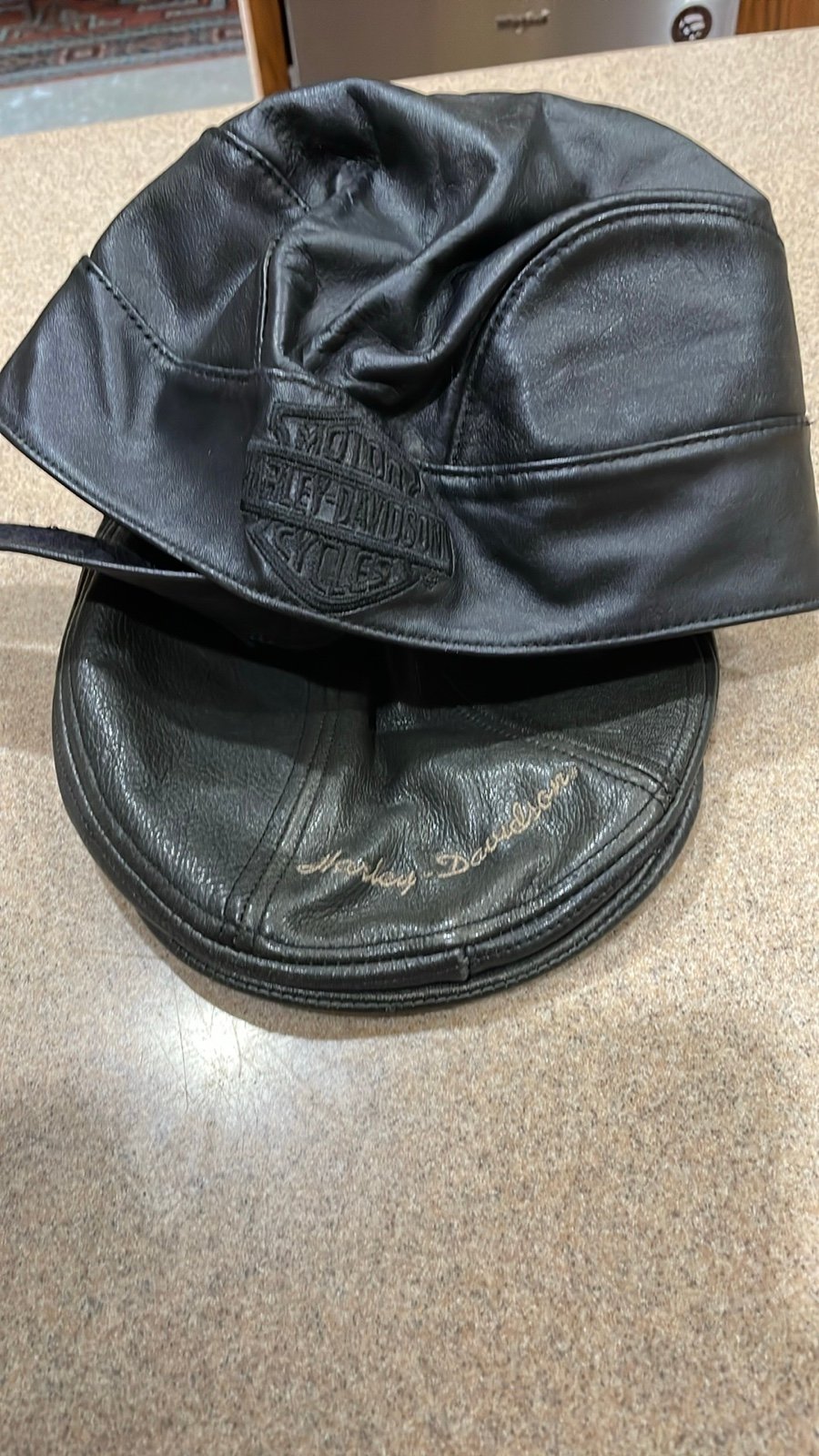 2 Harley Davidson Leather Hat and Durag with Ties