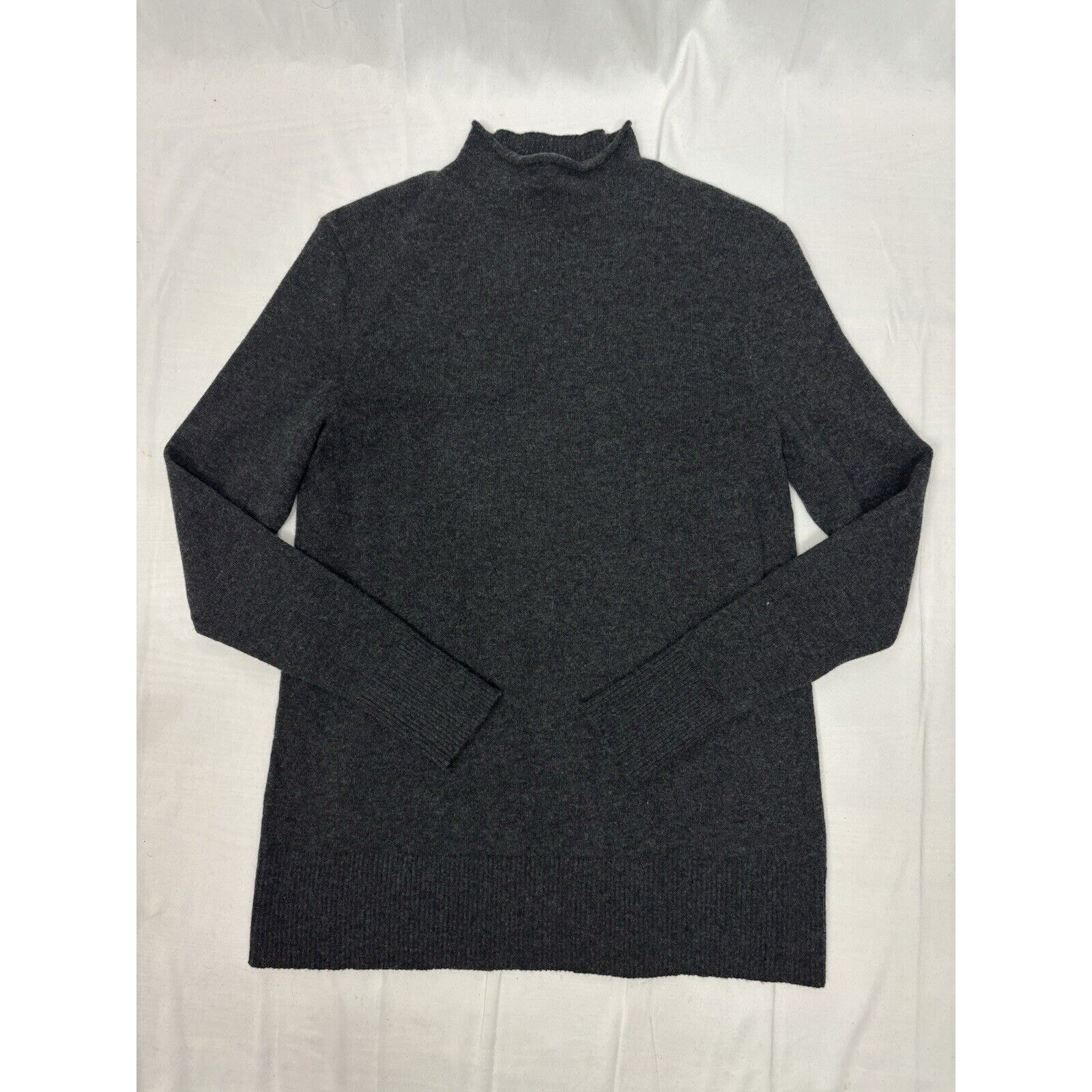 Lafayette 148 100% Cashmere Turtleneck Sweater LS Charcoal Gray Size S