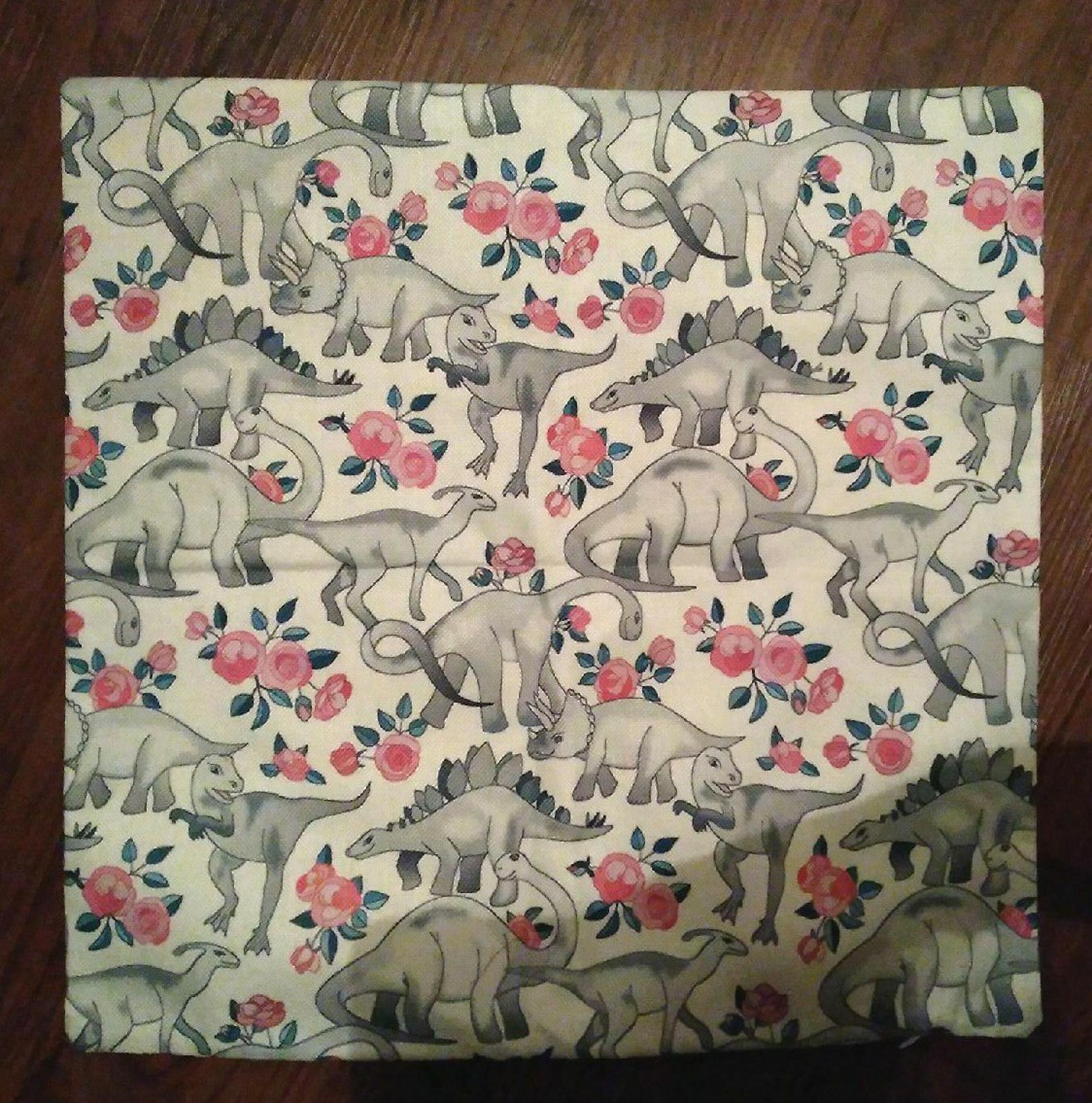 Floral Dinosaur Print Pillow cover with zipper enclosure FREE SHIPPING