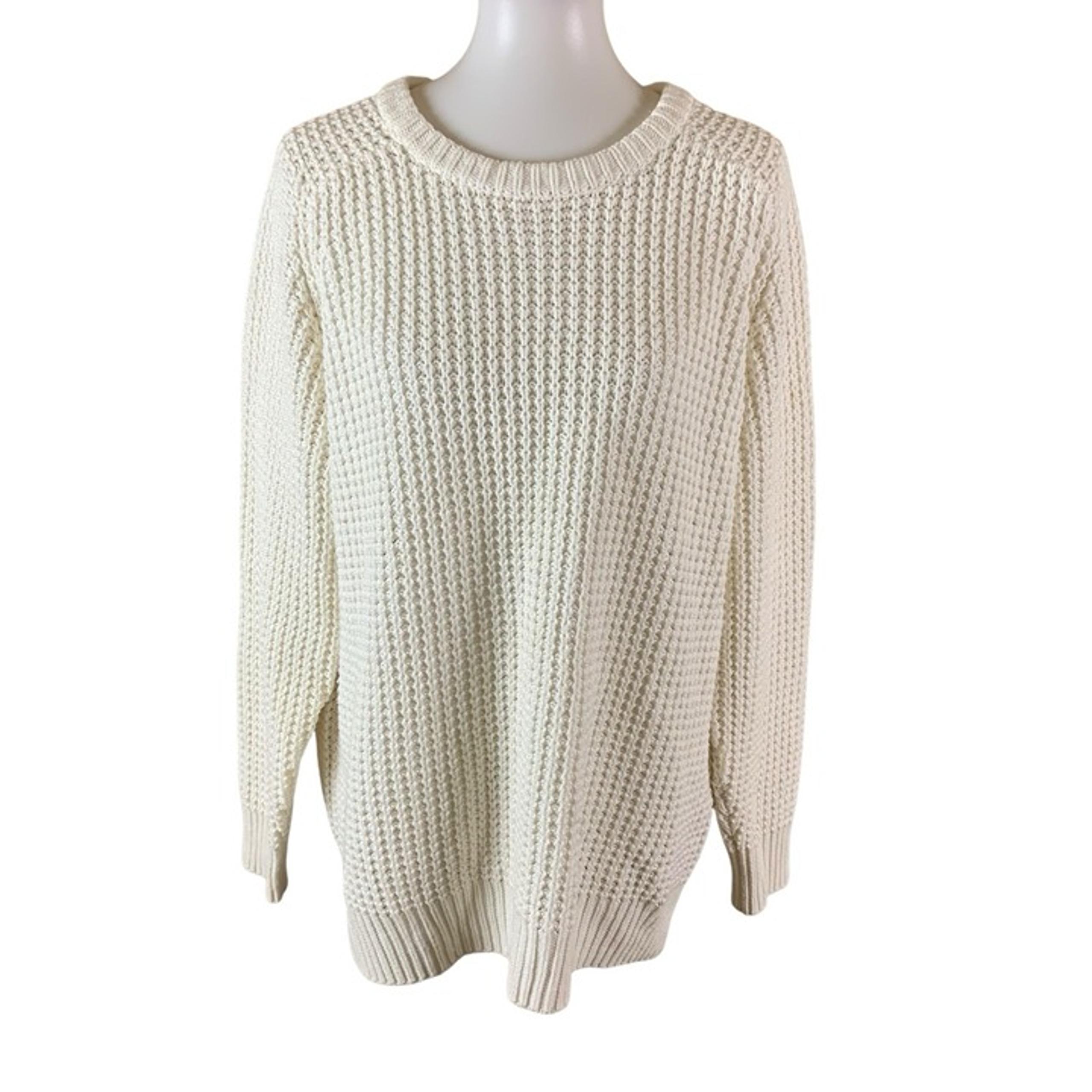 Michael Kors White Chunky Knit Crewneck Pullover Sweater Medium