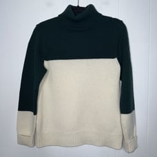 G/FORE Women’s 100% Lambswool Turtleneck Sweater Green White Colorblock Medium