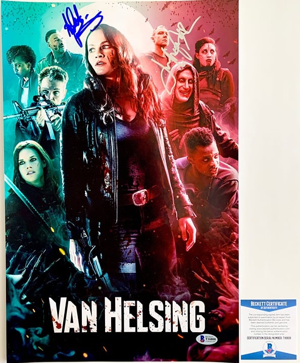 Aleks Paunovic & Laura Mennell Signed Van Helsing 11x17 Poster Autograph BAS COA