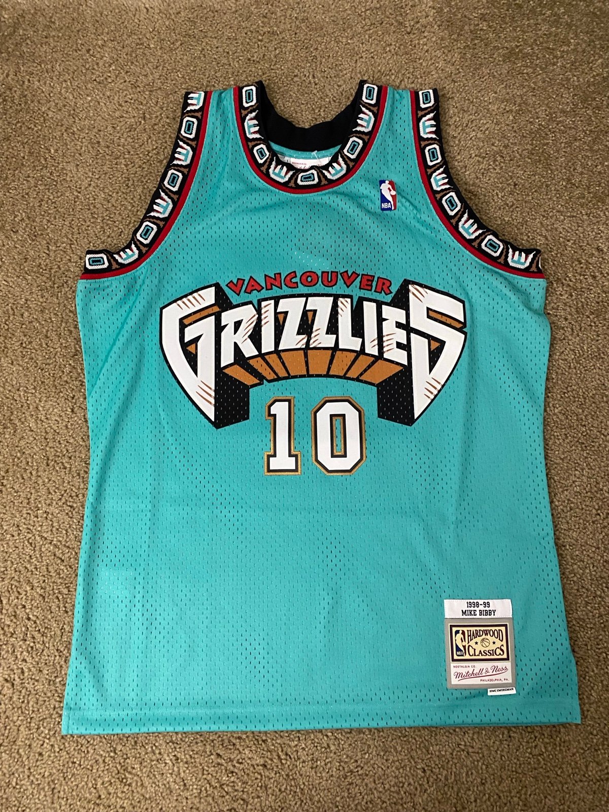 Mitchell & Ness NBA Vancouver Grizzlies Mike Bibby Teal Men’s Size L Jersey New