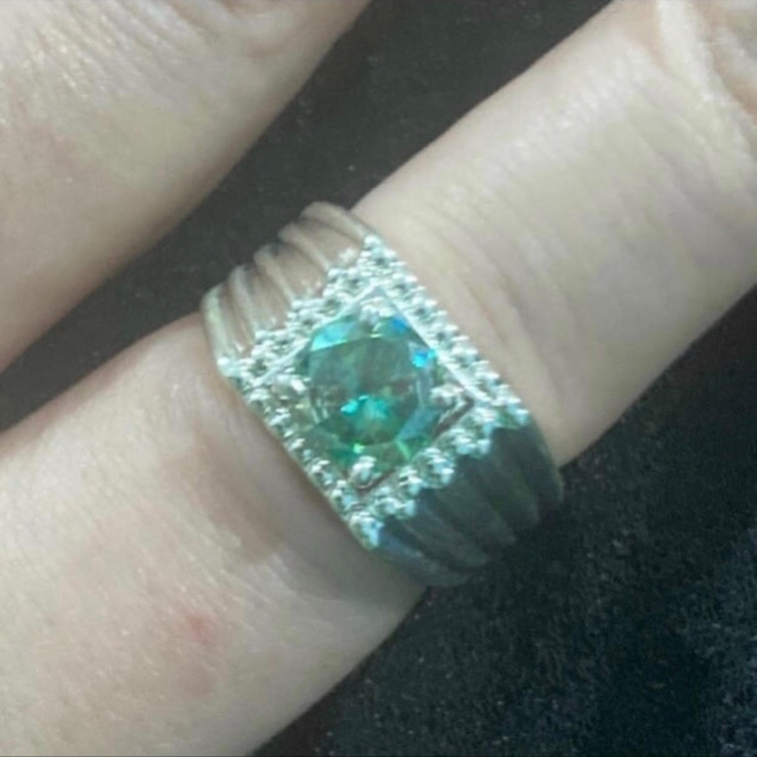 Certified 3.98CT Earth Mined Green Diamond Ring Size 7.75
