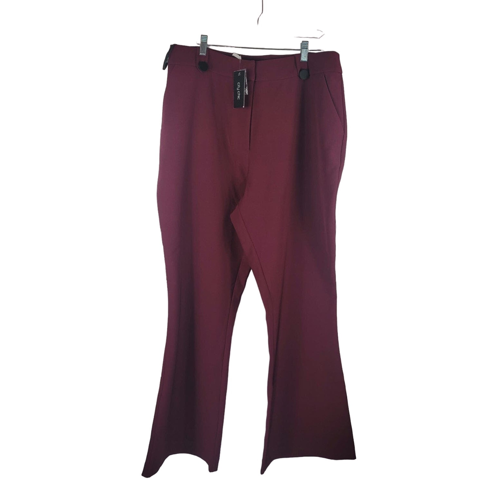 City Chic Tuxe Luxe Claret Maroon Women's Work Business Dress Pants 16 NWT