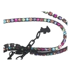 Agatha Paris Signed Multicolored Rhinestone Gunmetal Necklace Scottie Dog 19-21