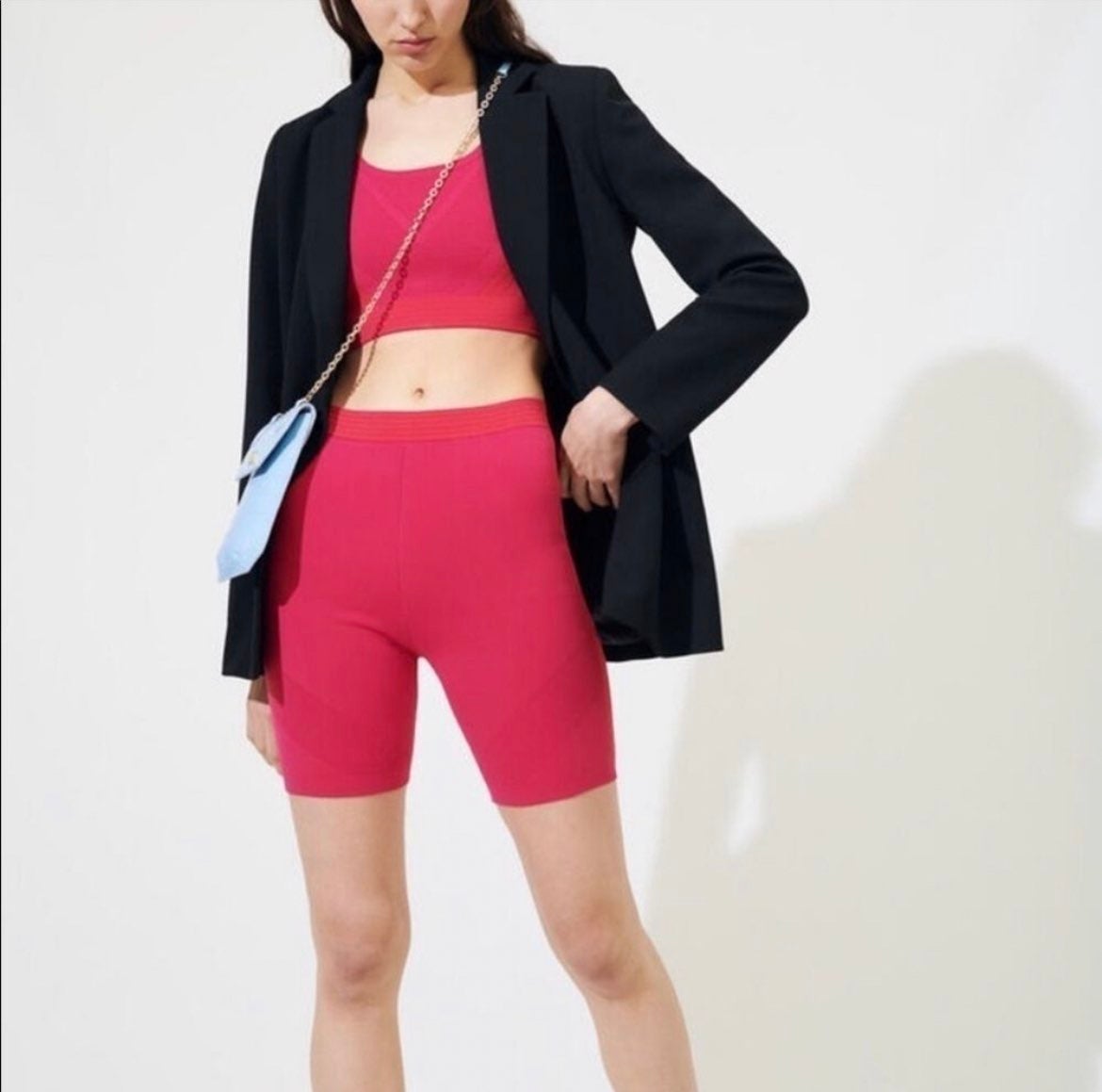 Maje Fuksia Matching Cycling Short & Top Set Size M