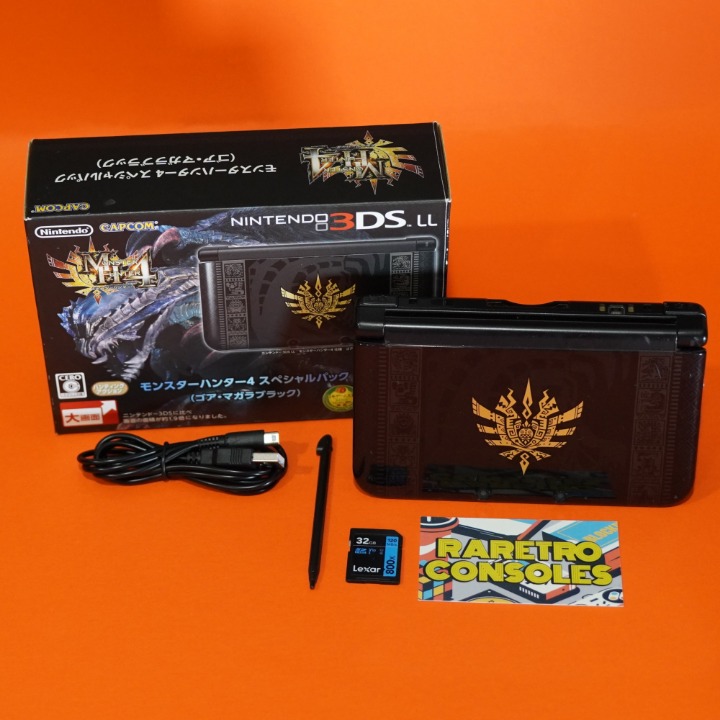 Nintendo 3DS XL Monster Hunter 4 Limited Edition W/ 32GB, Box, Charger & Games!