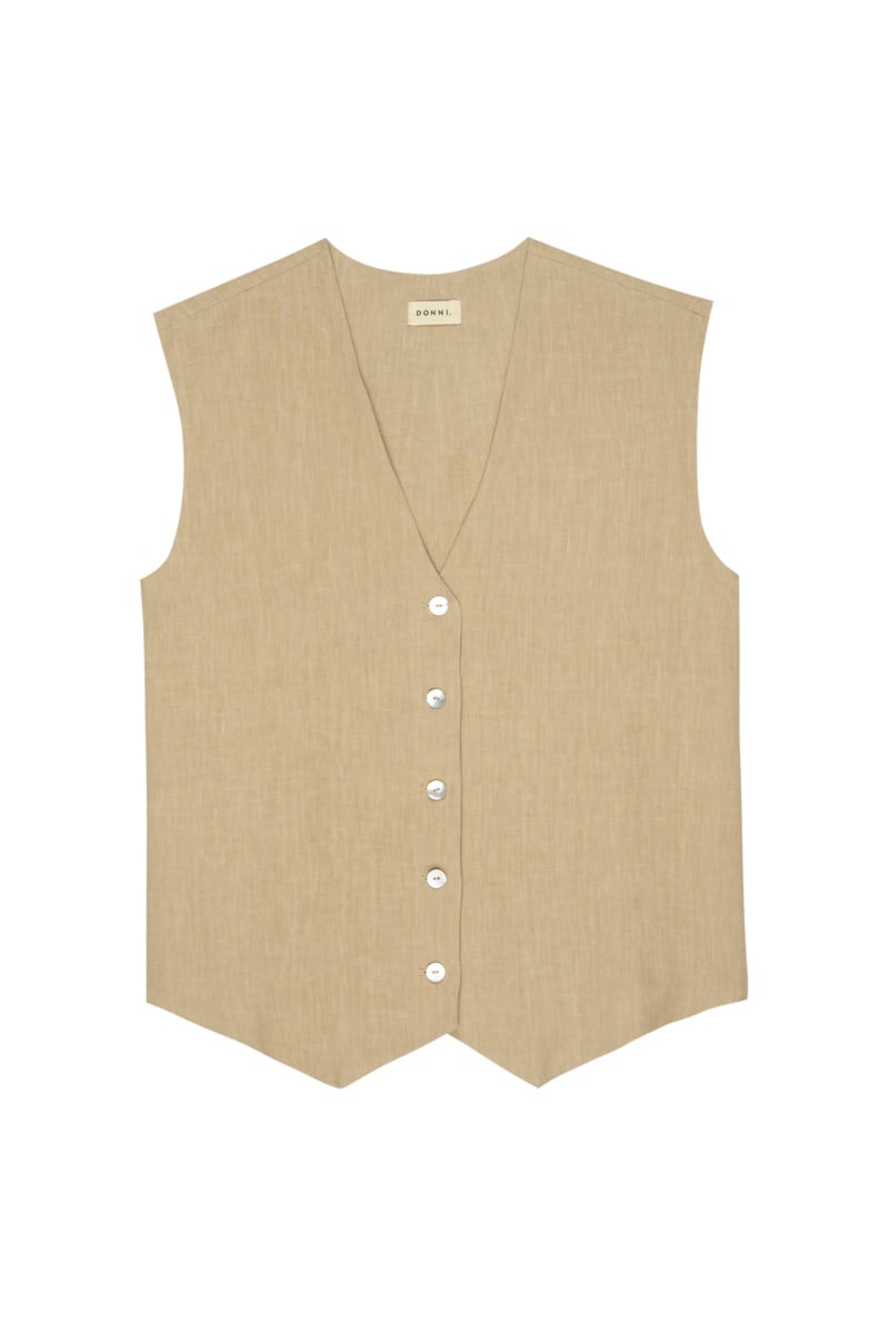(S)DONNI. LINEN VEST - SAND
