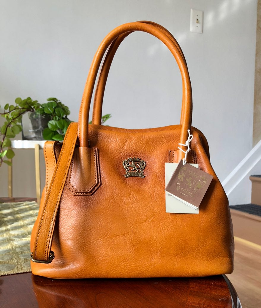 Pratesi Womens Personalized Custom Initials Embossing Italian Leather Pienza Bag in Cow Leather in Grey Pratesi Womens Personalized Custom Initials Embossing Italian Leather Pienza Bag in Cow Leather in Grey