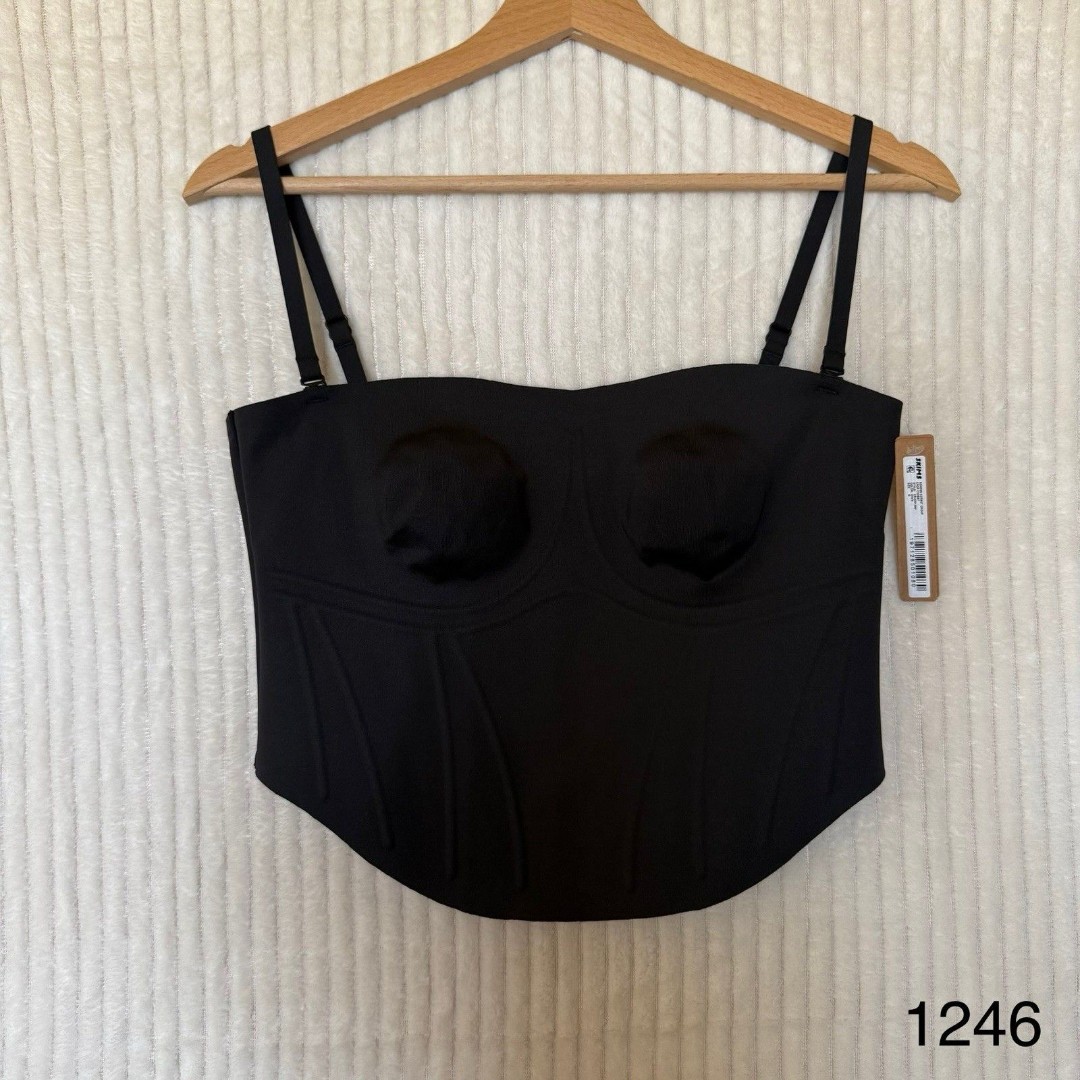 SKIMS Bonded Crop Corset Group Long Corset Onyx Black Size Medium NWT