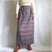 Vintage 70s/1970s plaid maxi skirt, navy, brown, and white tweed, fully lined, z