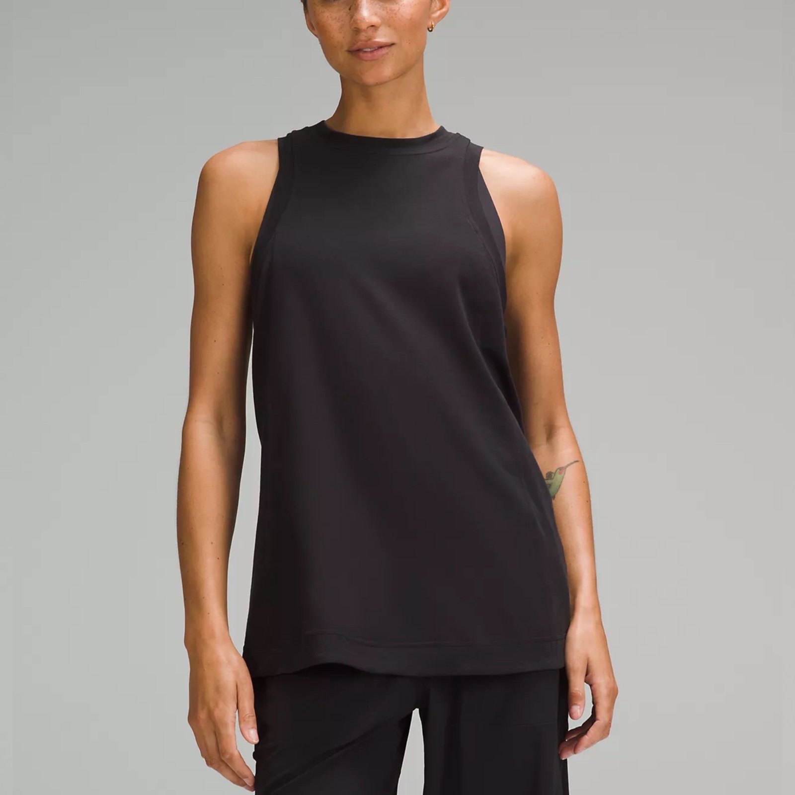 Lululemon Long Cotton Crewneck Tank Top Sz L In Black NWT
