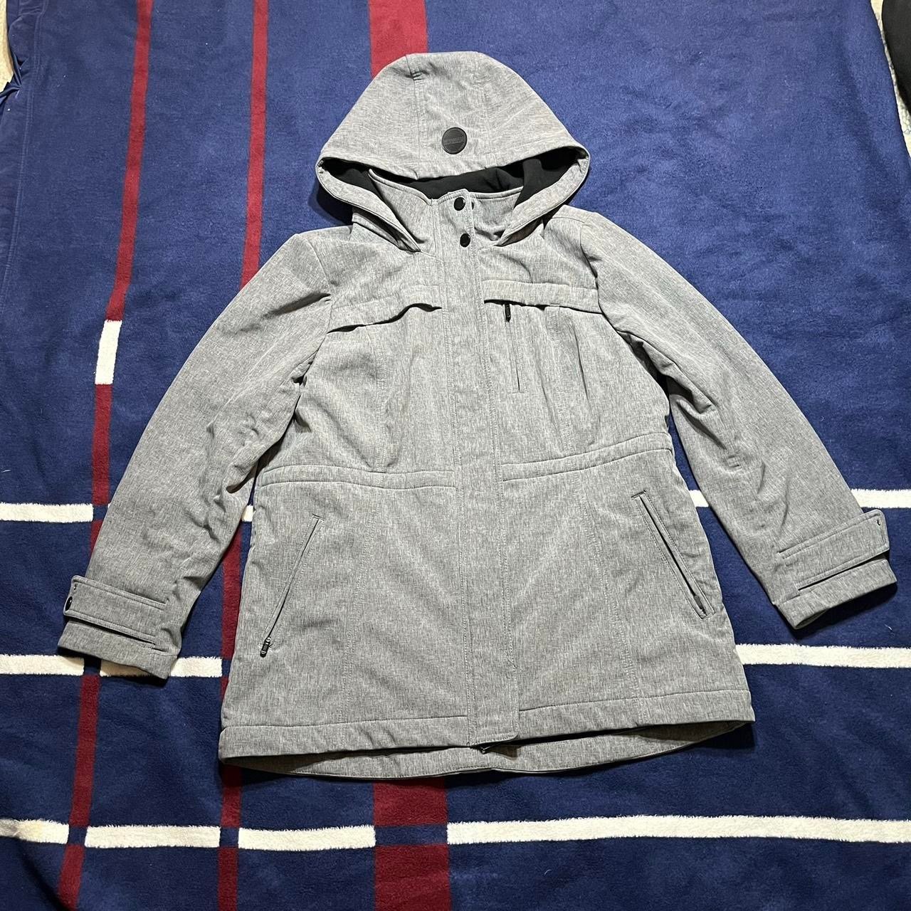 Calvin Klein Performance heather grey fleece lined waterproof coat w/ hood