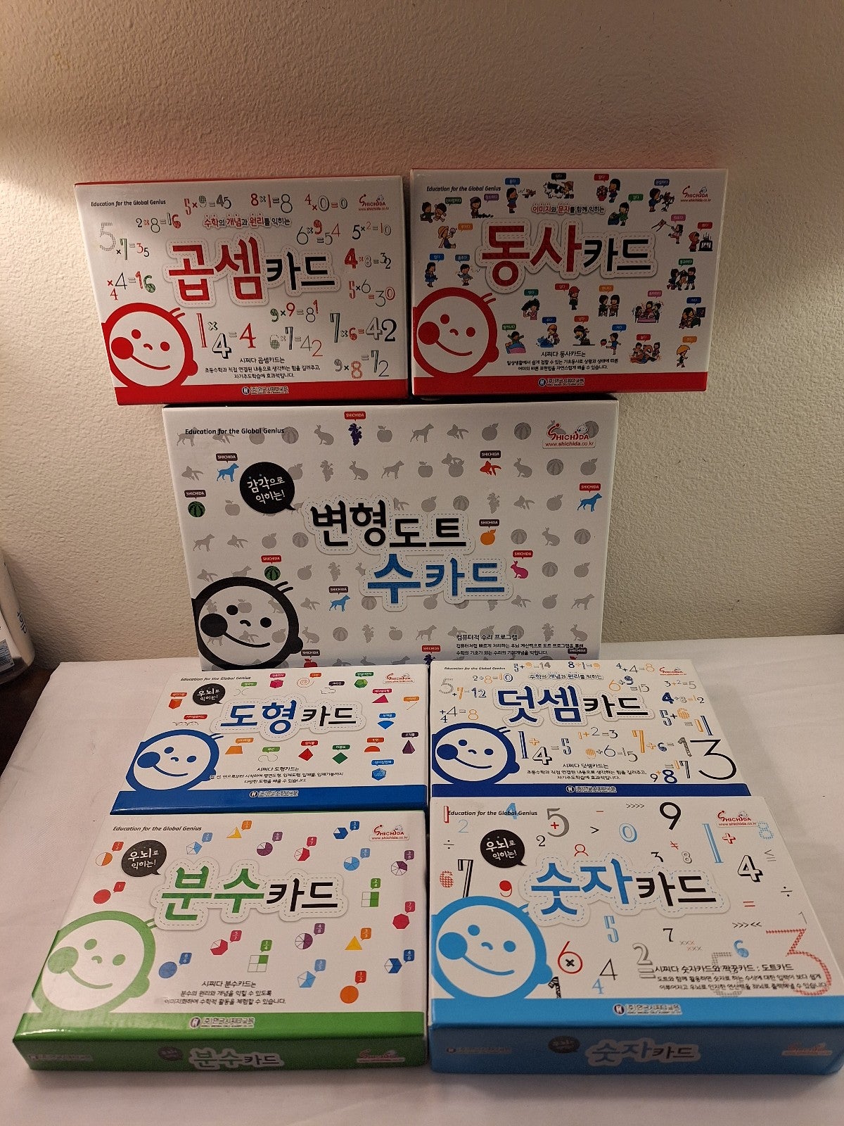 Collection of 7 Boxes of Shichida Flashcards in Korean Language Early Childhood