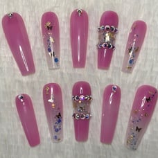 Translucent Pink Butterfly Press On Nail