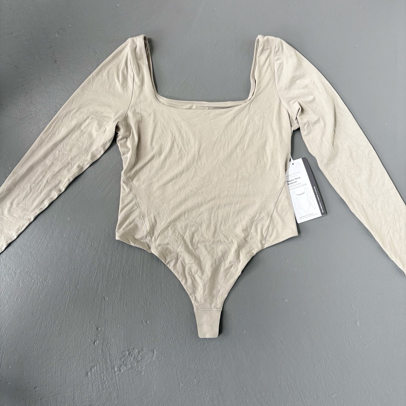 Lululemon NWT Nulu Square-Neck Long-Sleeve Bodysuit in Riverstone