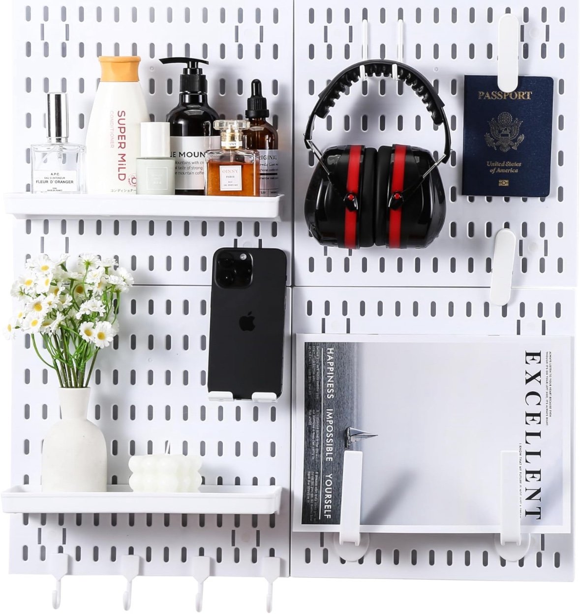 White Pegboard Wall Organizer - 22” x 22”