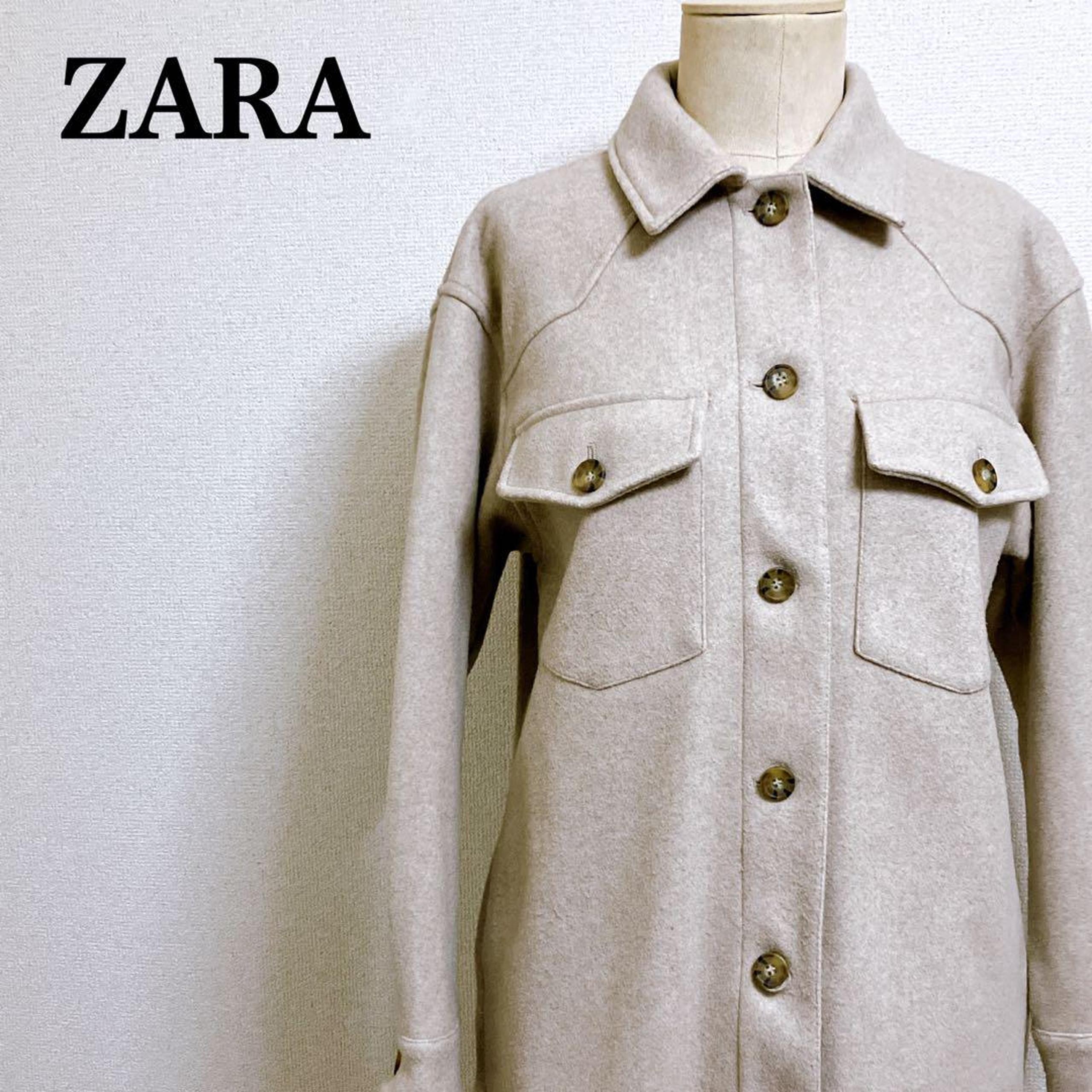 ZARA Zara Women's CPO Jacket, Melange Beige, Relaxed Fit