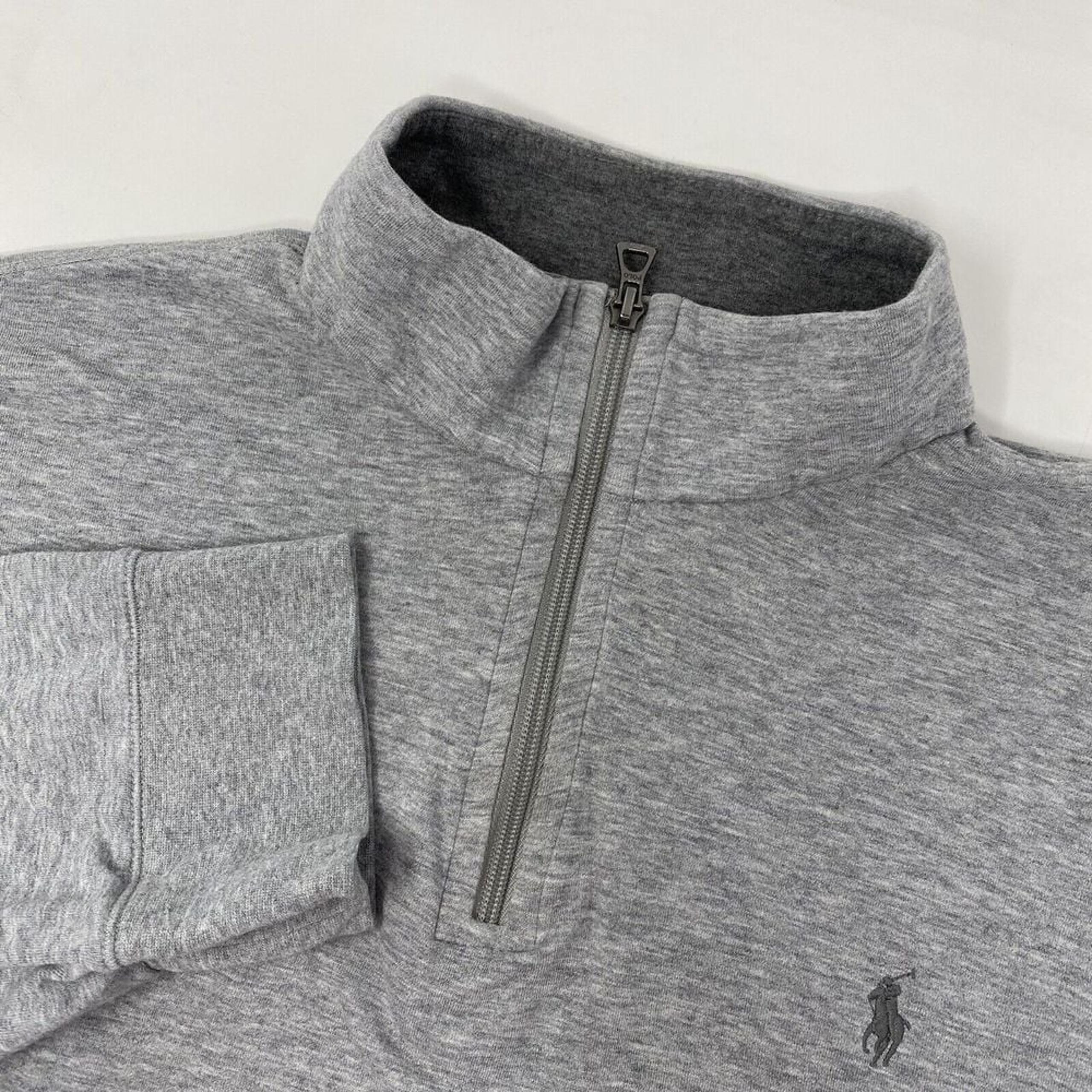 Polo Ralph Lauren Men's XXL Gray Quarter Zip Cotton Blend Pullover Sweater