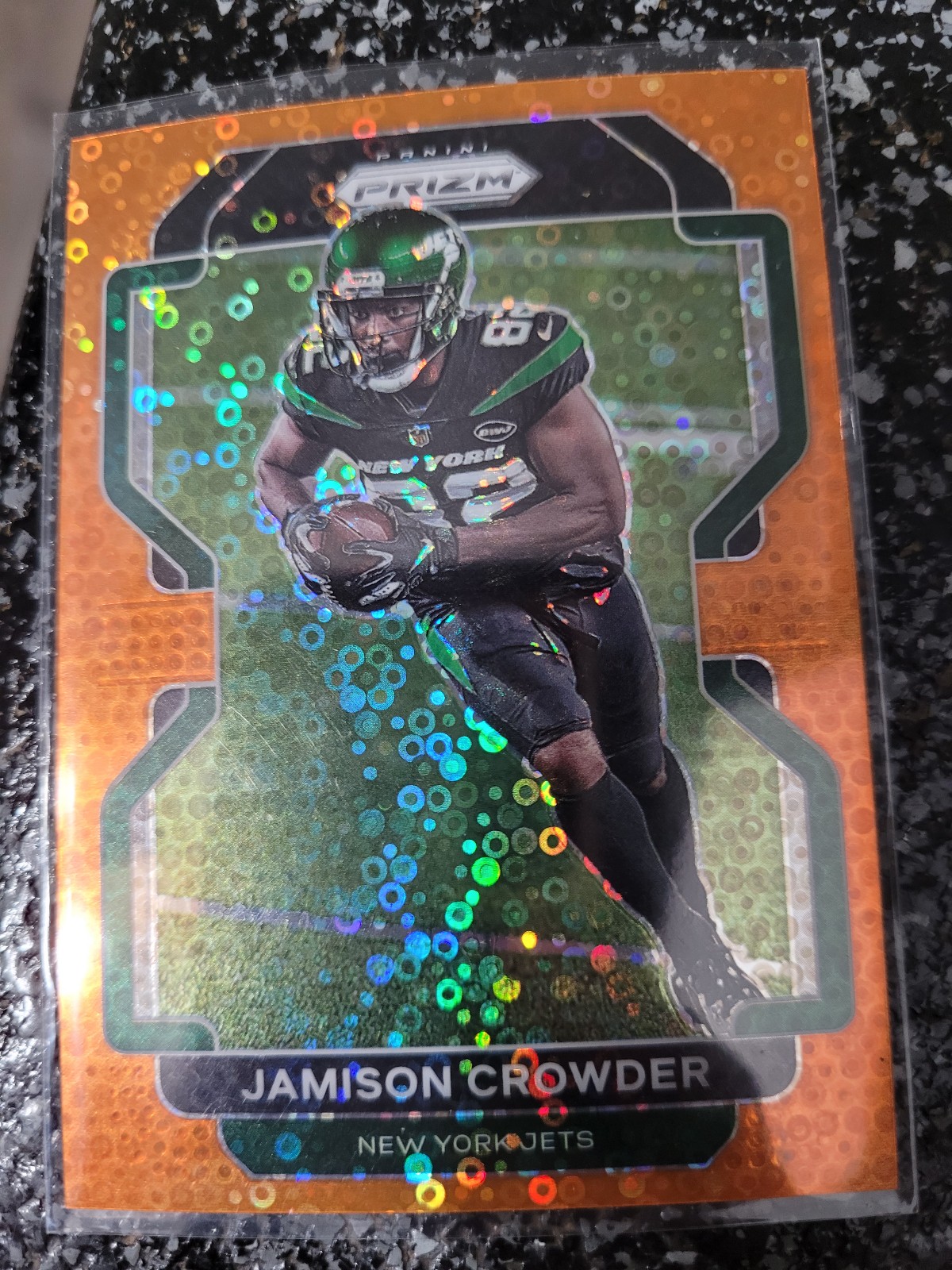 2021 JAMISON CROWDER PANINI PRIZM ORANGE DISCO PARALLEL CARD