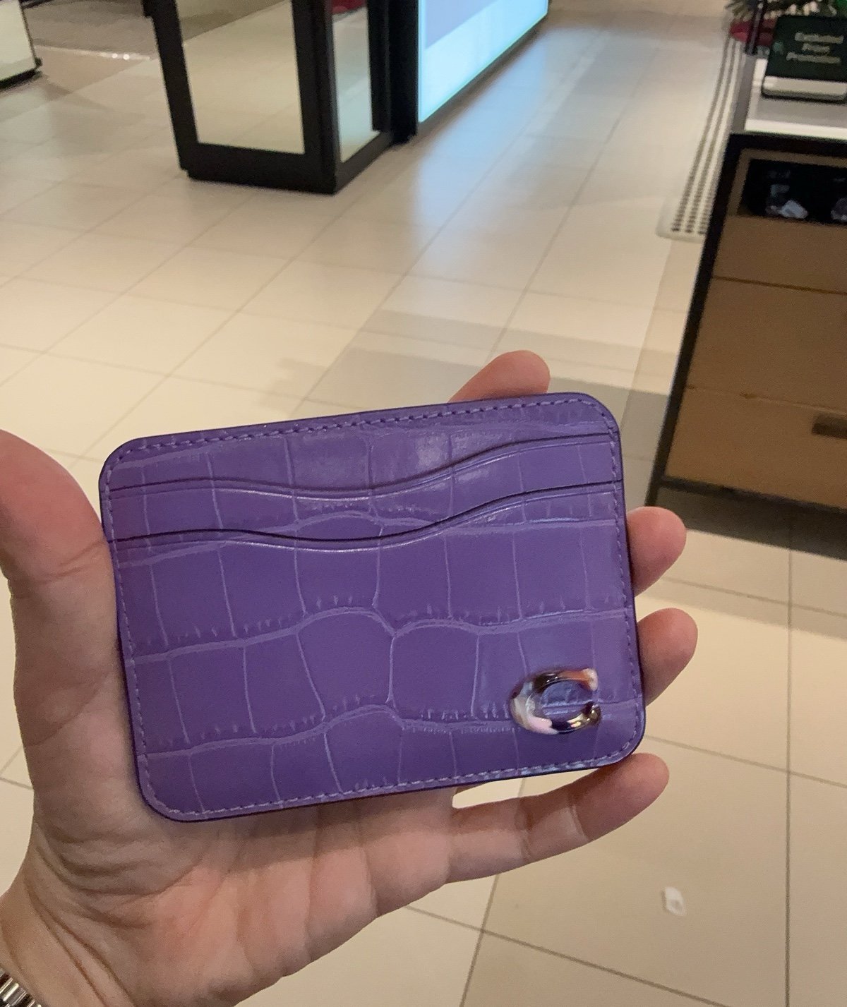 Coach Wavy Card Case In Croc Embossed Coachtopia Leather CT386 NWT