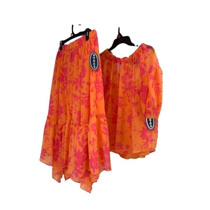 Scoop for Walmart two piece set skirt plus top chiffon size medium 1756 NWT