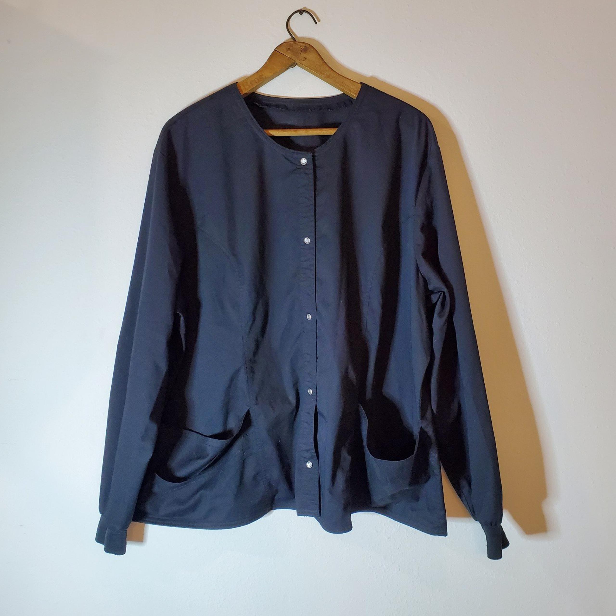 Luxe Womens Black Long Sleeve Scrub Jacket 3Xl