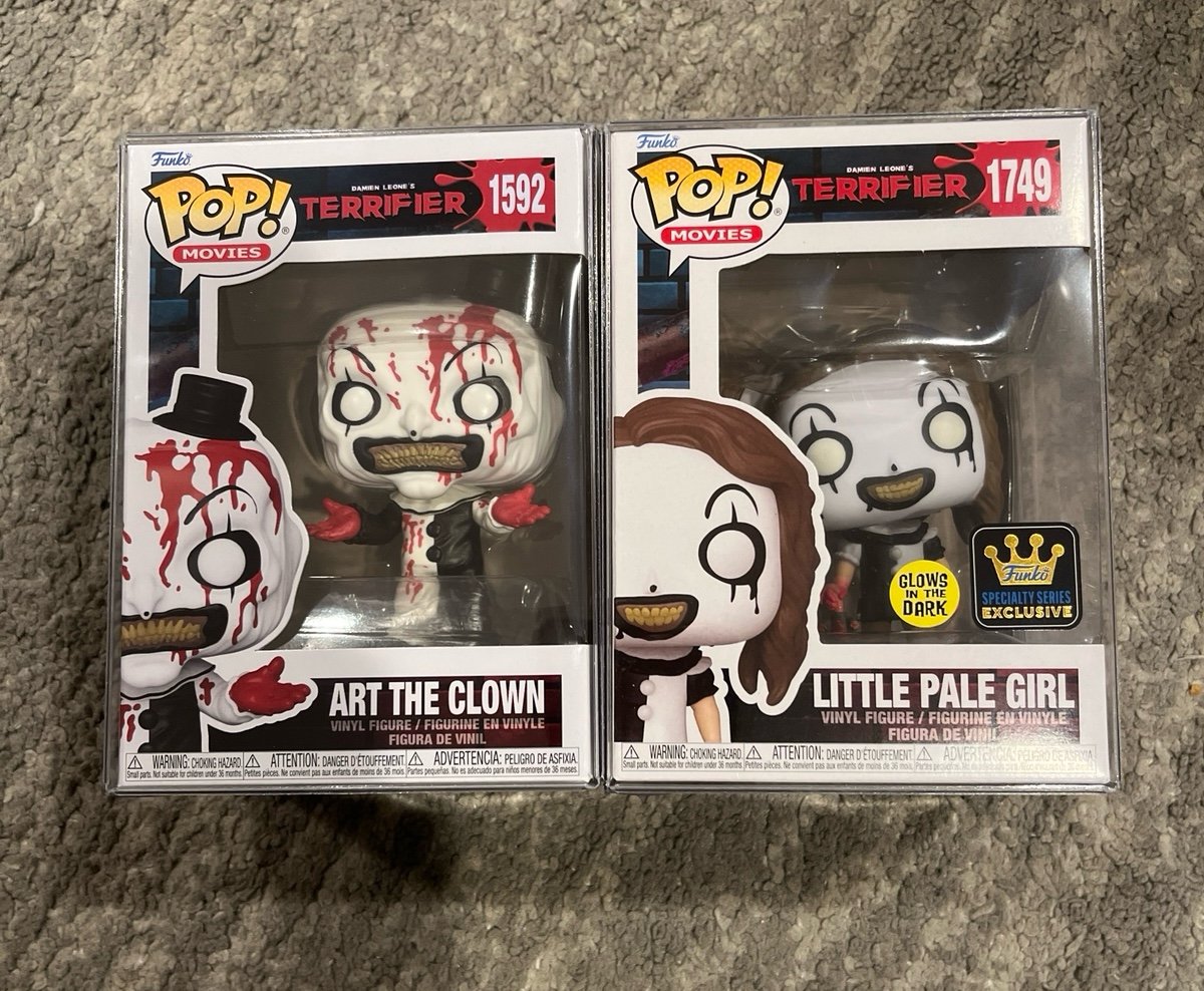 Terrifier 1592 Art The Clown Bloody & 1749 Little Pale Girl Funko Pops!