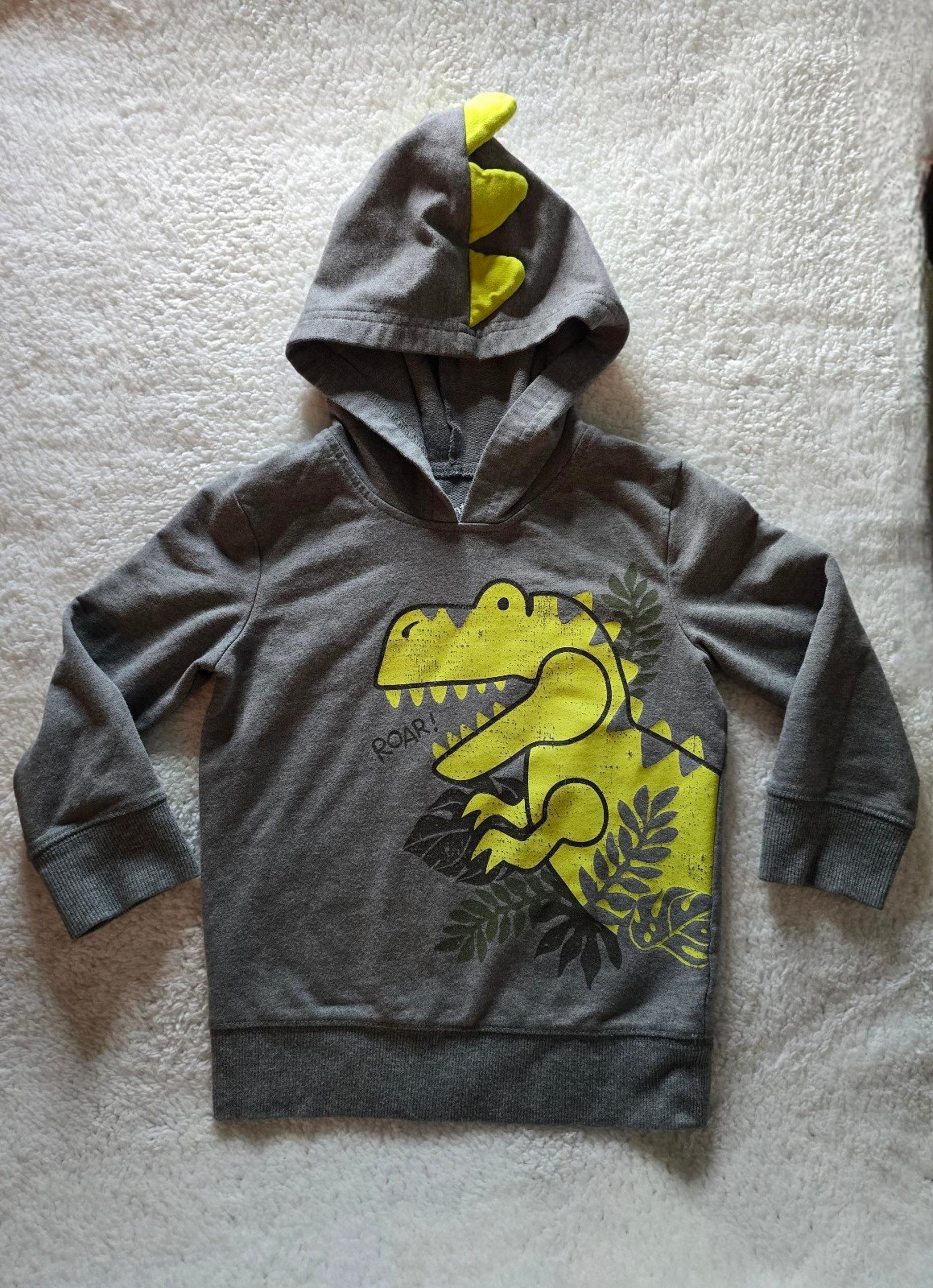 Boys T-Rex Dinosaur Gray Sweater Hoodie 2T Roar!