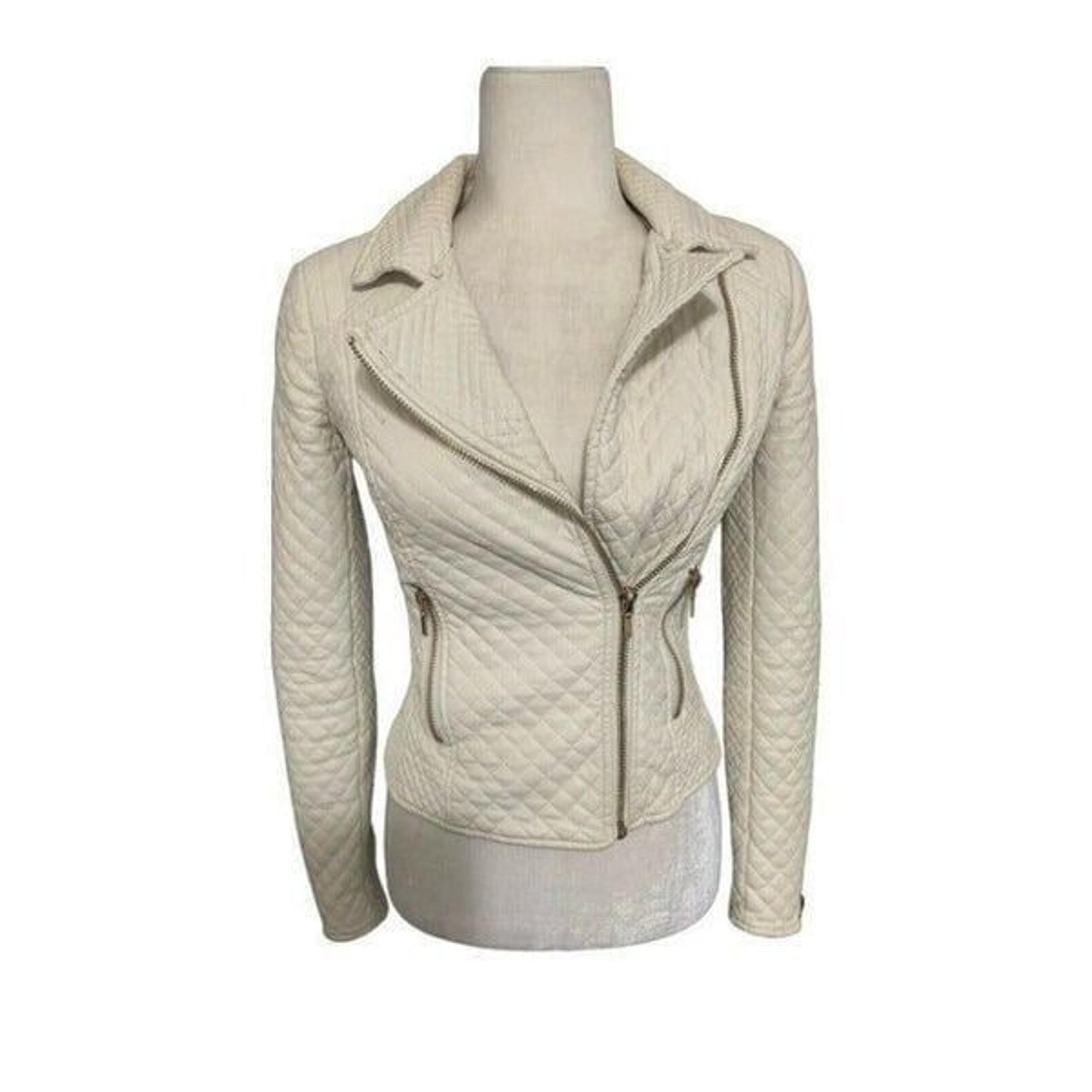 black rivet womens solid white long sleeve faux leather motorcycle jacket Xs