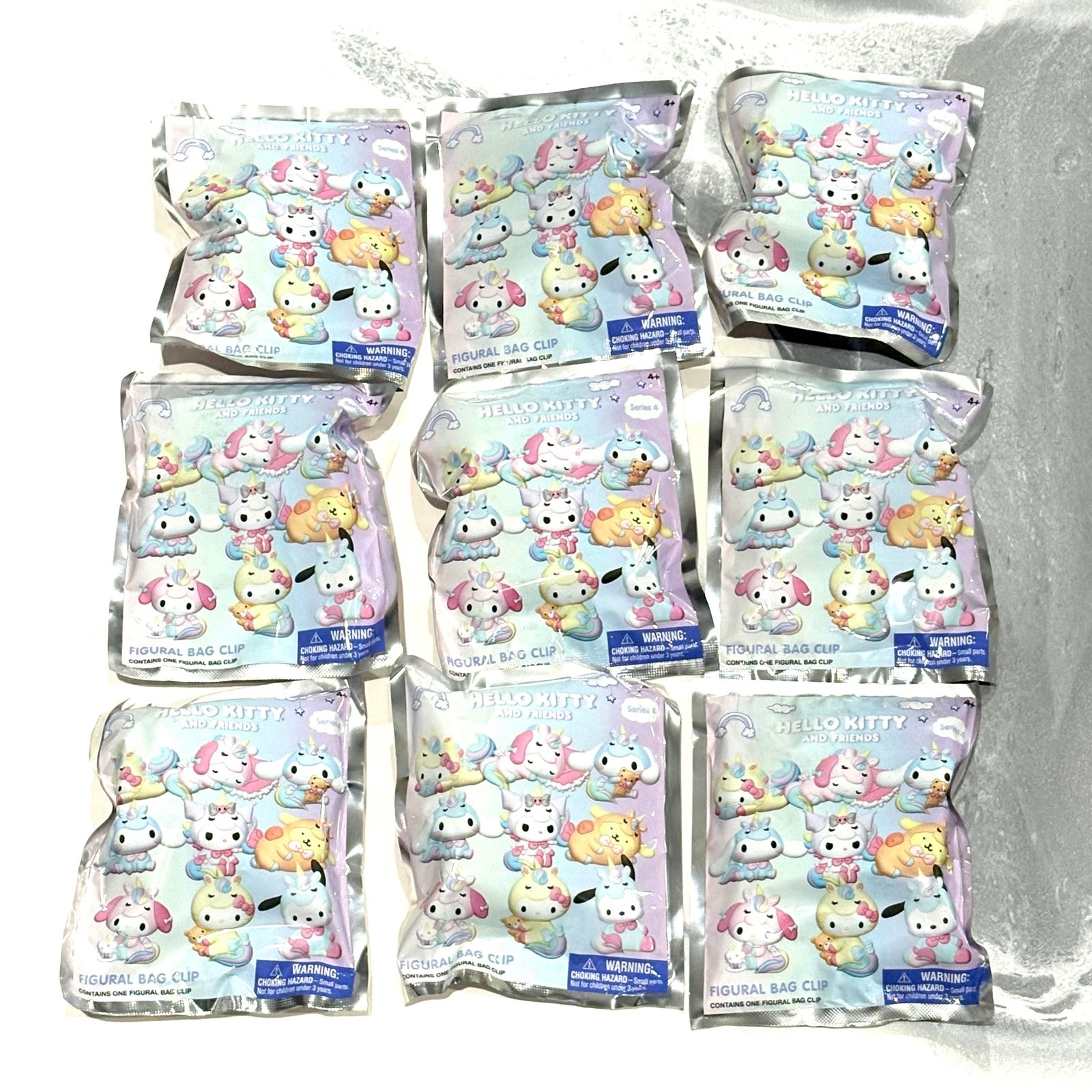 Lot of 9 Hello Kitty Figural Bag Clips Series 4 Blind Surprise