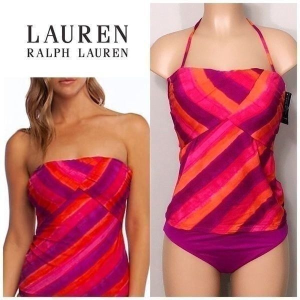Lauren Ralph Lauren stripe tankini set. 10-top/12-bottom. NWT