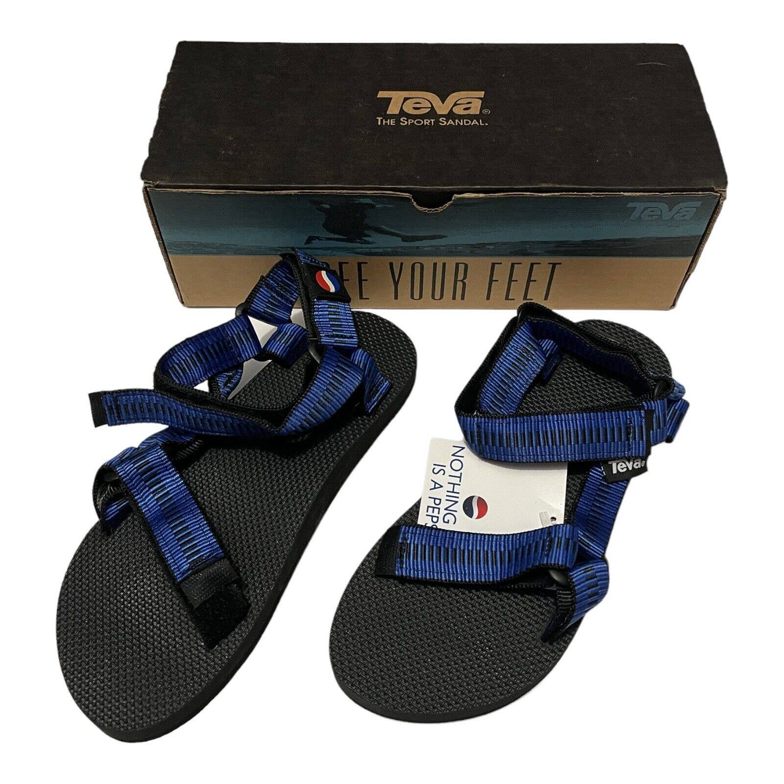 Vintage TEVA Pepsi Sandals Blue Straps Promo Mens 9 Promotional Item